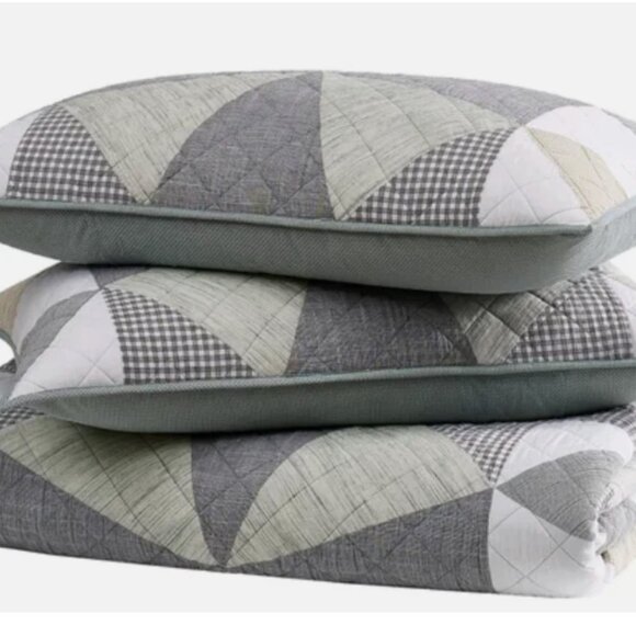 Origami Pieced Modern Patchwork 3-piece Quilt Set Queen Size - Picture 5 of 8